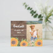 Papier Budget Sunflower Photo Faire-part de graduation (Debout devant)