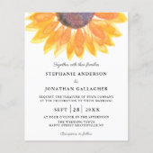 Papier Budget Sunflower QR Code Faire-part de mariage (Devant)