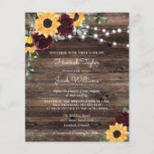 Papier Budget Sunflower Roses Faire-part de mariage du bo (Devant)