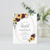 Papier Budget Sunflower Roses Invitation de douche nuptia (Debout devant)