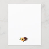 Papier Budget Sunflower Roses Invitation de douche nuptia (Dos)