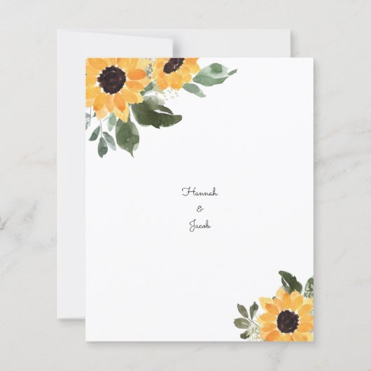Papier Budget Sunflower Rustic Mariage campagnard Invitat (Dos)