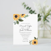 Papier Budget Sunflower Rustic Mariage campagnard Invitat (Debout devant)