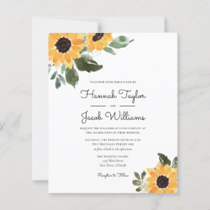 Papier Budget Sunflower Rustic Mariage campagnard Invitat