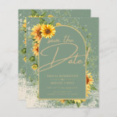 Papier BUDGET Sunflower Sage Mariage Enregistrer La Date (Devant / Derrière)