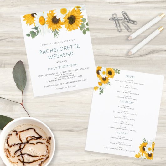 Papier Budget Sunflower Weekend Bachelorette Invitation