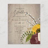 Papier BUDGET Sunflowers Bourgogne Marsala Mariage Invita (Devant)