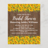 Papier Budget Sunflowers Bridal Showings Invitations Bois (Devant)