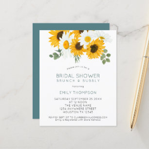 Papier Budget Sunflowers Brunch Invitation de la douche n