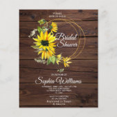 Papier Budget Sunflowers Cadre de douche nuptiale Invitat (Devant)