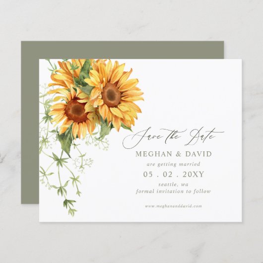 Papier Budget Sunflowers Garden Save the Date (Devant / Derrière)