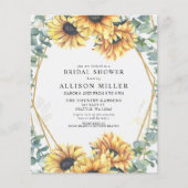 Papier Budget Sunflowers Gold Bridal Shower Invitation (Devant)