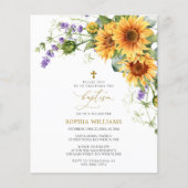 Papier Budget Sunflowers & Lavander Baptism Invitation (Devant)