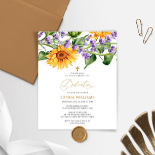 Papier Budget Sunflowers & Lavander Dedication Invitation