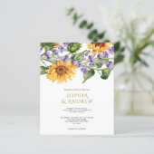 Papier Budget Sunflowers & Lavender Faire-part de mariage (Debout devant)