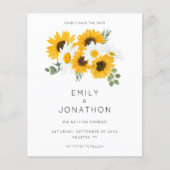 Papier Budget Sunflowers QR Code Jaune Enregistrer la dat (Devant)