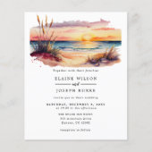Papier Budget Sunset Beach Sea Faire-part de mariage (Devant)