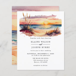 Papier Budget Sunset Beach Sea Faire-part de mariage