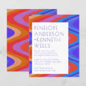 Papier Budget Super Curvy Lines Blue Red Wedding Invitati (Devant / Derrière)