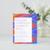 Papier Budget Super Curvy Lines Blue Red Wedding Invitati (Debout devant)