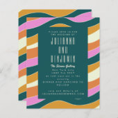 Papier Budget Super Retro Pink Green Wavy Lines Mariage (Devant / Derrière)