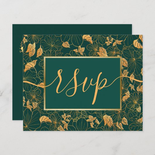Papier Budget Superbe émeraude vert olivier doré RSVP (Devant / Derrière)