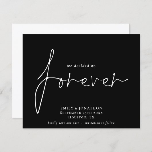Papier Budget sur Forever Black Enregistrer la date (Devant / Derrière)