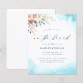 Papier Budget Sur La Faire-part de mariage Bleue Plage (Devant / Derrière)