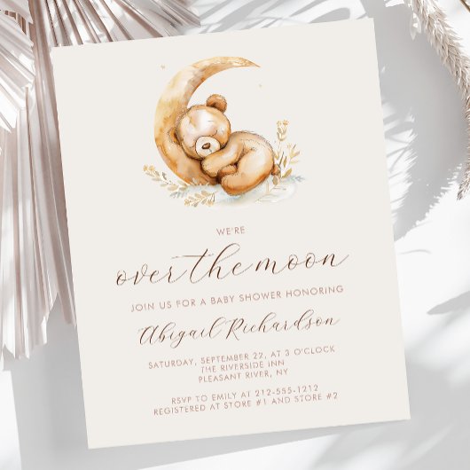 Papier Budget sur la lune Boho Teddy Bear Baby shower