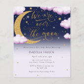 Papier Budget sur la lune Invitation Baby shower fille (Devant)