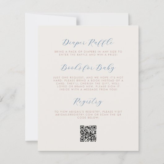 Papier Budget sur la lune Ours bleu QR Code Baby shower (Dos)