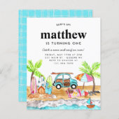 Papier Budget Surf Up Board Beach Wave Surfing Anniversai (Devant / Derrière)