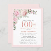 Papier BUDGET SURPRISE 100e anniversaire fête rose floral (Devant / Derrière)
