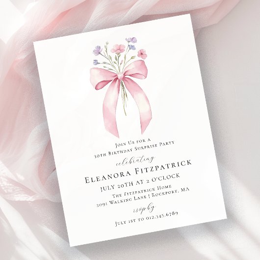 Papier BUDGET SURPRISE 30e anniversaire Pink Bow Invitati