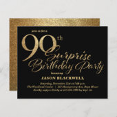 Papier Budget Surprise 90e anniversaire Invitation de fêt (Devant / Derrière)