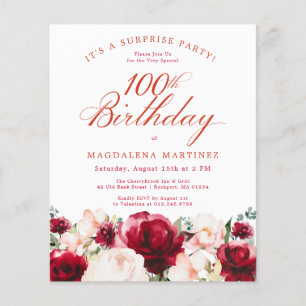 Papier BUDGET SURPRISE FÊTE 100e anniversaire Rose rose r