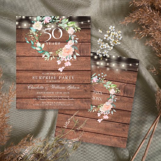 Papier Budget Surprise Party 50e anniversaire Rustique