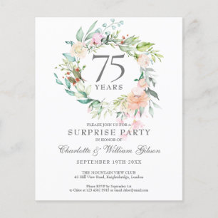 Papier Budget Surprise Party 75e anniversaire Invitation