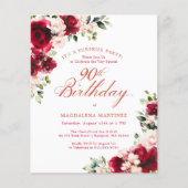 Papier BUDGET SURPRISE PARTY 90th Birthday Pink Red Rose (Devant)