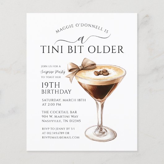 Papier BUDGET SURPRISE PARTY Tini Bit Older Martini 19e (Devant)