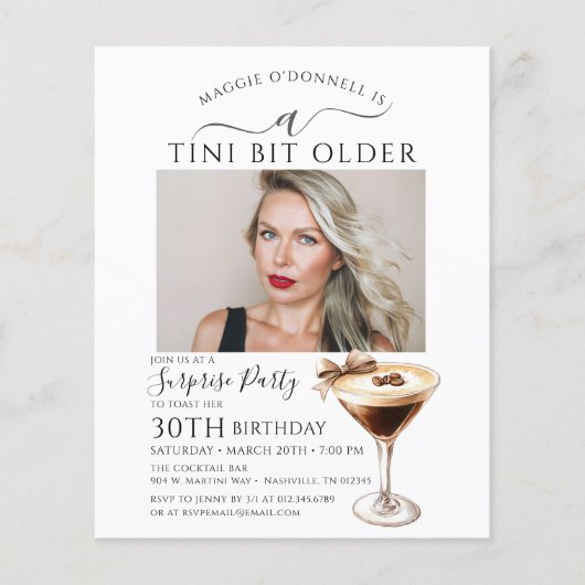 Papier BUDGET SURPRISE PARTY Tini Bit Older Martini 30e (Devant)