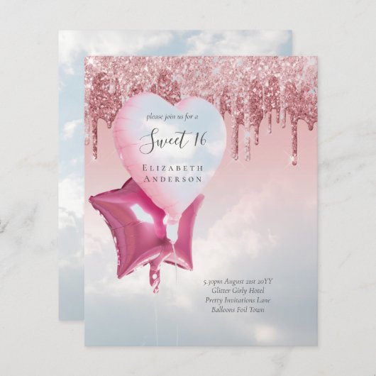 Papier BUDGET Sweet16 Parties scintillant Glamor Girly Ba (Devant / Derrière)