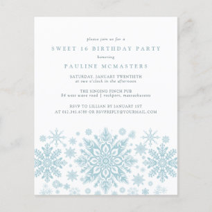 Papier BUDGET Sweet 16 Anniversaire Blue Snowflake Invita