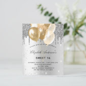 Papier Budget Sweet 16 argent or ballons invitation (Debout devant)