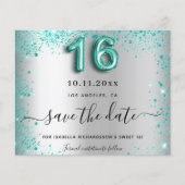 Papier Budget Sweet 16 argent parties scintillant turquoi (Devant)