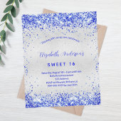 Papier Budget Sweet 16 argent royal bleu invitation