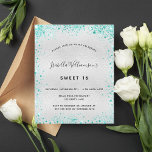 Papier Budget Sweet 16 argent turquoise parties scintilla<br><div class="desc">Pour un élégant Sweet 16,  16e anniversaire. Un arrière - plan métallique à l'aspect faux argenté. Décoré avec de la poussière de parties scintillant turquoise. Personnalisez et ajoutez un nom,  un âge et des détails de la fête. Le nom est écrit avec un script de style manuscrit</div>