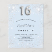 Papier Budget Sweet 16 bébé bleu argent parties scintilla (Devant)