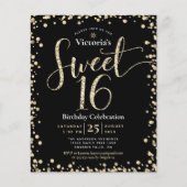 Papier Budget Sweet 16 Black Gold Parties scintillant Chi (Devant)