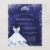 Papier Budget Sweet 16 bleu argent parties scintillant ro (Devant)